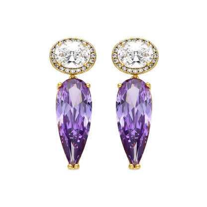 Pendientes con Circonita Amatista acabado oro 18k - Ryvea