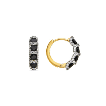 Pendientes con Circonita Onix acabado oro 18k - Braso