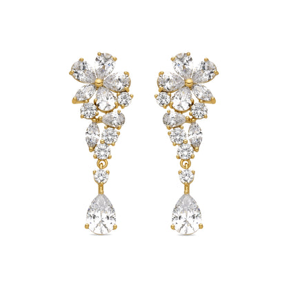 Pendientes con Circonita Brillante acabado oro 18k - Snesy