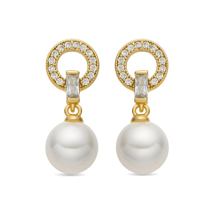 Pendientes con Perla Blanca acabado oro 18k - Hicur