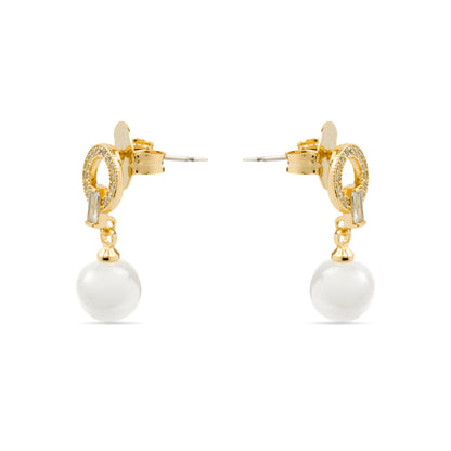 Pendientes con Perla Blanca acabado oro 18k - Hicur