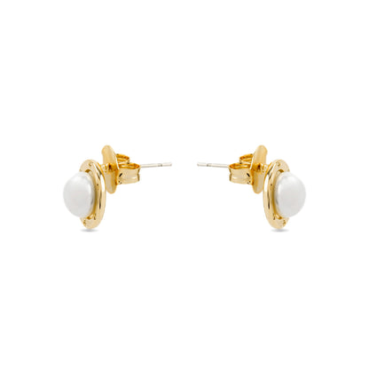 Pendientes con Perla Blanca acabado oro 18k - Ciada