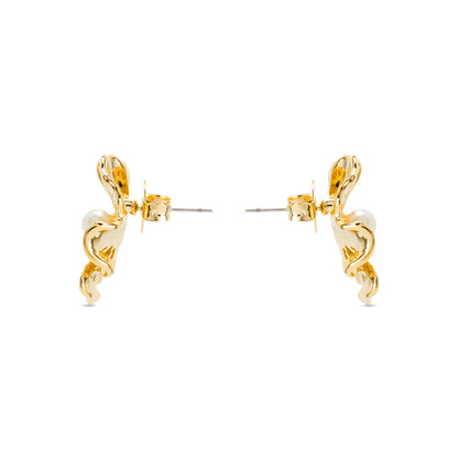 Pendientes con Perla Blanca acabado oro 18k - Leod