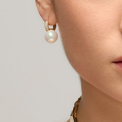 Pendientes acabado oro amarillo de 18k y Perla Blanca - Maeki