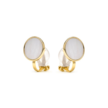 Pendientes acabado oro amarillo de 18k y Madreperla Blanca - Akil