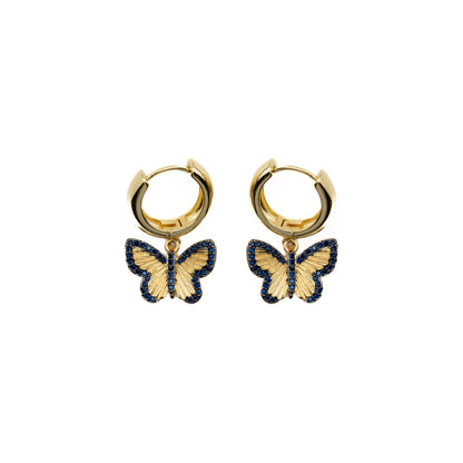 Pendientes con Circonita Zafiro acabado oro 18k - Arru