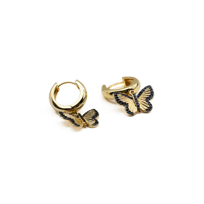 Pendientes con Circonita Zafiro acabado oro 18k - Arru