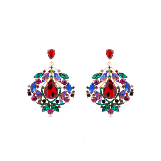 Pendientes con Cristal Multicolor acabado oro 18k - Moken