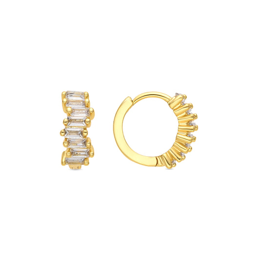 Pendientes acabado oro amarillo de 18k y Circonita Brillante - Miokel