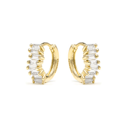 Pendientes acabado oro amarillo de 18k y Circonita Brillante - Miokel