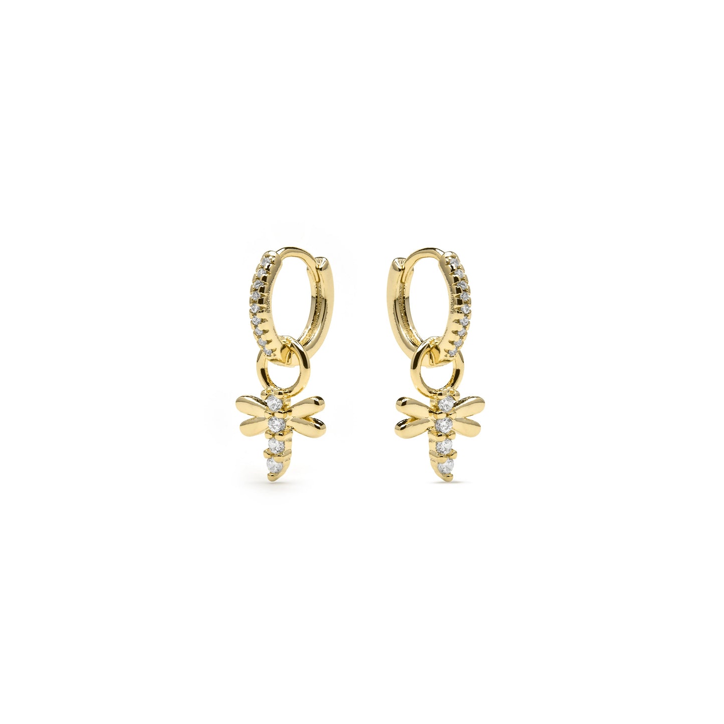 Pendientes acabado oro amarillo de 18k y Circonita Brillante - Jukel