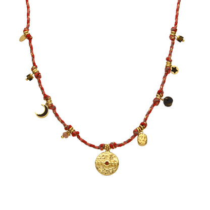 Collar con Cristal Azul Oscuro acabado oro 18k - Liskel