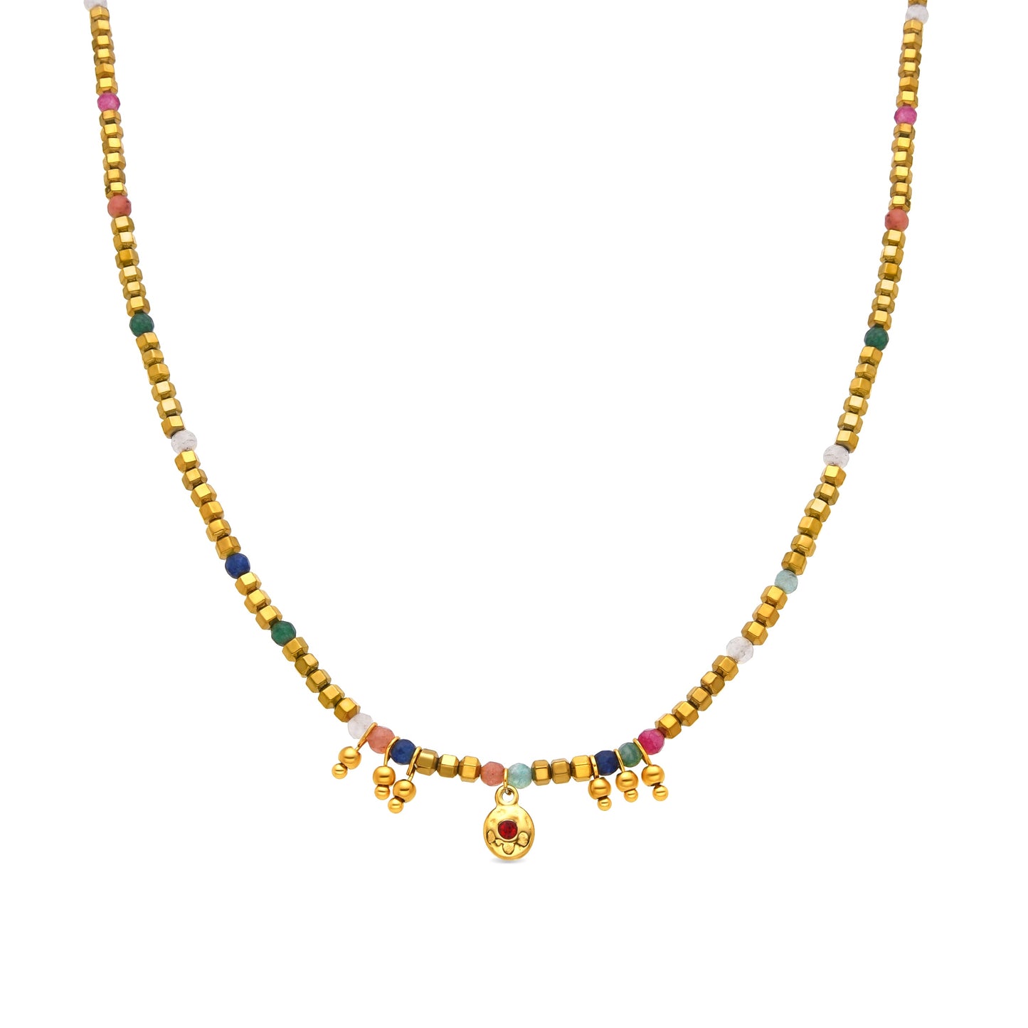 Collar con Cristal Multicolor acabado oro 18k - Damya