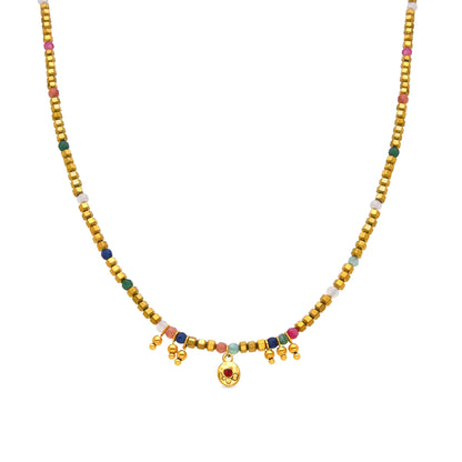 Collar con Cristal Multicolor acabado oro 18k - Damya