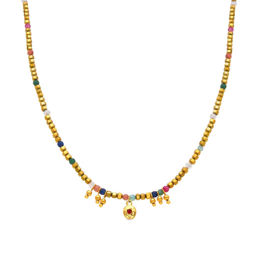 Collar con Cristal Multicolor acabado oro 18k - Damya