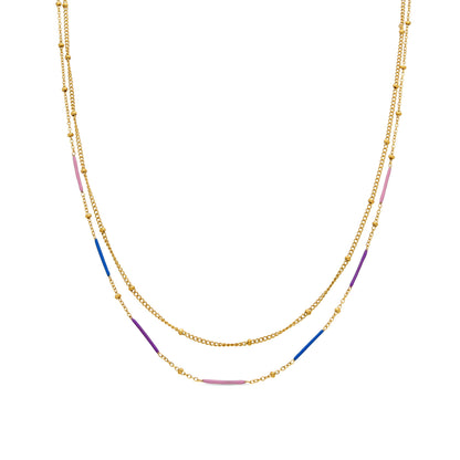 Collar con Lacado Multicolor acabado oro 18k - Lueo