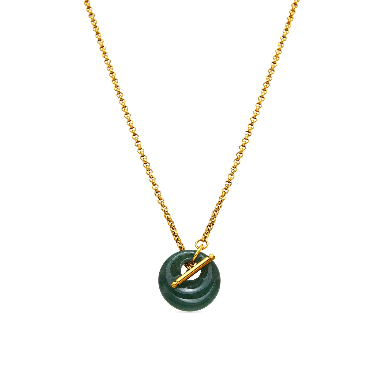 Collar con Jade Verde acabado oro 18k - Zaira