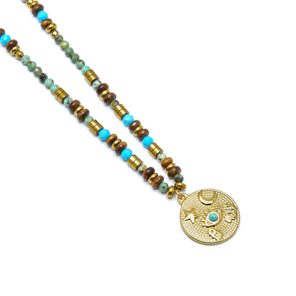 Collar con Multicolor Piedra Natural acabado oro 18k - Salki