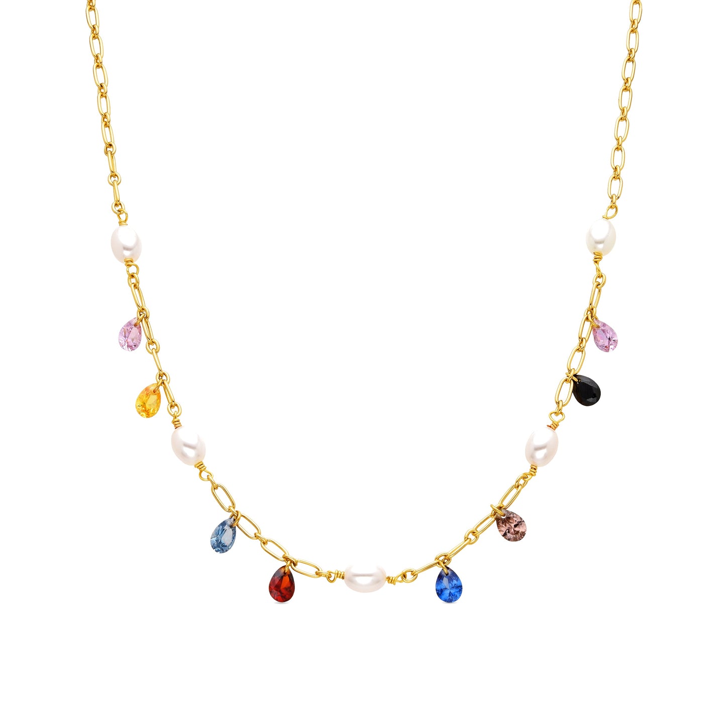 Collar con Perla Blanca acabado oro 18k - Lalxy