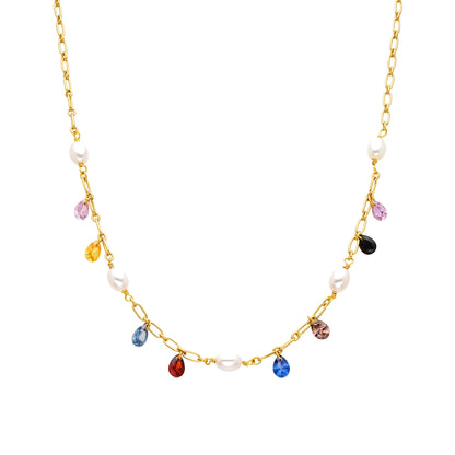 Collar con Perla Blanca acabado oro 18k - Lalxy