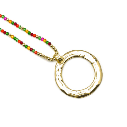 Collar con Cristal Rosa acabado oro 18k - Miota