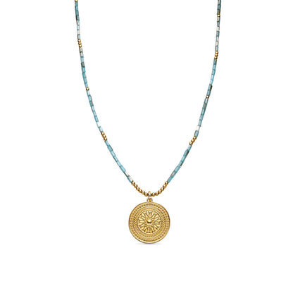 Collar con Cristal Azul acabado oro 18k - Thyu