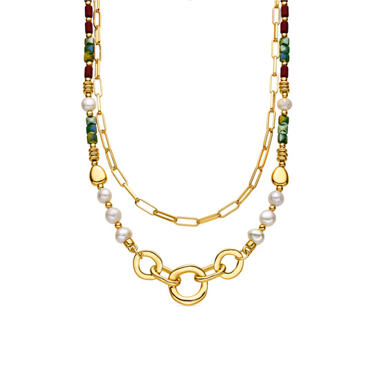 Collar con Perla Blanca acabado oro 18k - Kany