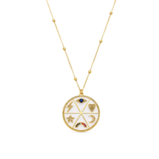 Collar con Circonita Multicolor acabado oro 18k - Thiem
