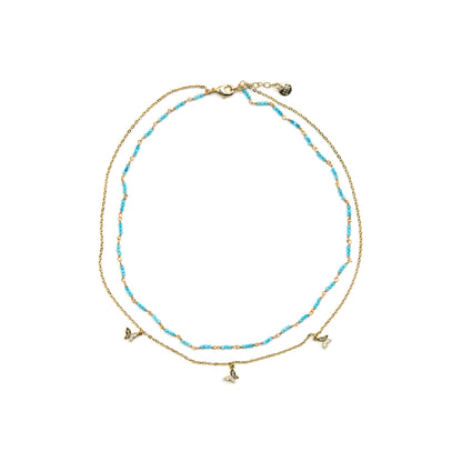 Collar con Cristal Azul acabado oro 18k - Zinli