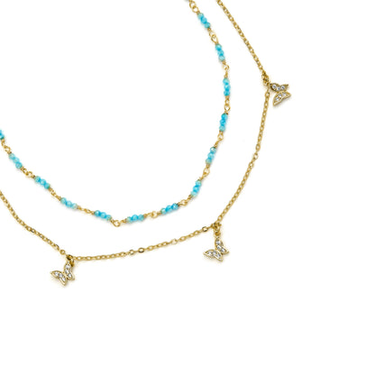 Collar con Cristal Azul acabado oro 18k - Zinli