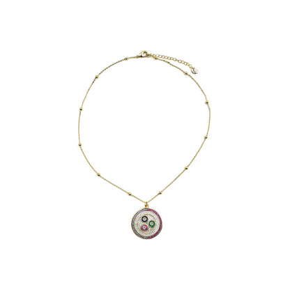 Collar con Circonita Multicolor acabado oro 18k - Purma