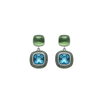 Pendientes con Cristal Azul acabado plata - Xumas