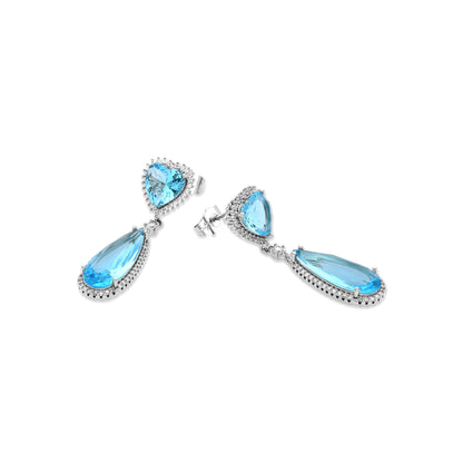 Pendientes con Circonita Aguamarina acabado plata - Saiga