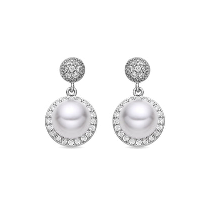 Pendientes con Perla Blanca acabado plata - Saali