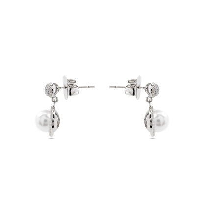 Pendientes con Perla Blanca acabado plata - Saali