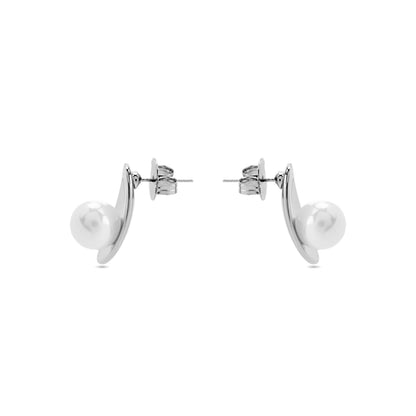 Pendientes con Perla Blanca acabado plata - Lyhu