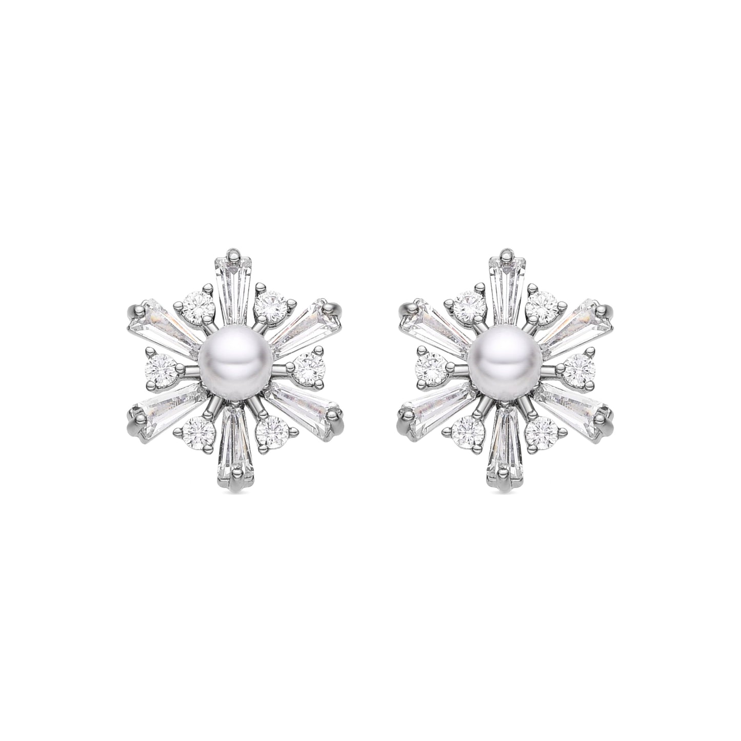 Pendientes con Perla Blanca acabado plata - Leth