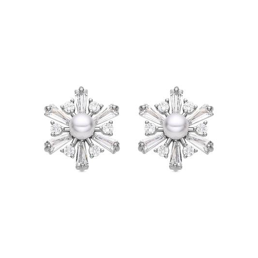 Pendientes con Perla Blanca acabado plata - Leth