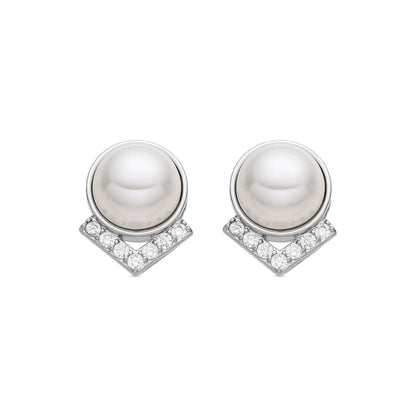 Pendientes con Perla Blanca acabado plata - Erel