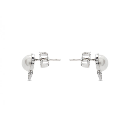 Pendientes con Perla Blanca acabado plata - Erel