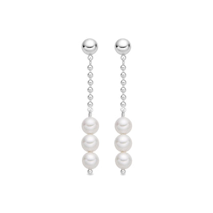 Pendientes con Perla Blanca acabado plata - Galdin