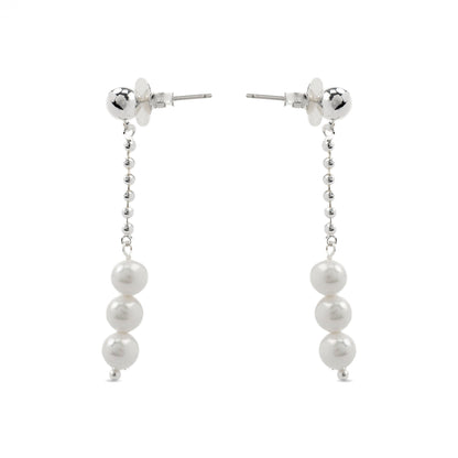 Pendientes con Perla Blanca acabado plata - Galdin