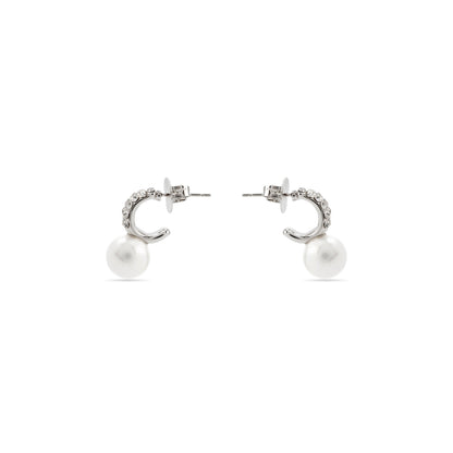 Pendientes con Perla Blanca acabado plata - Lianath