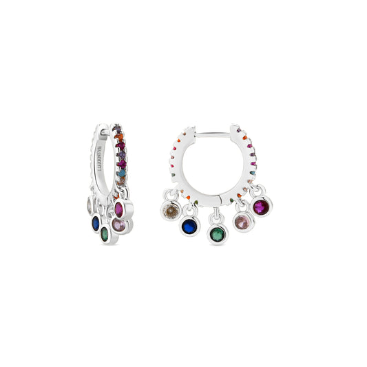 Pendientes acabado plata y Circonita Multicolor - Yaskim