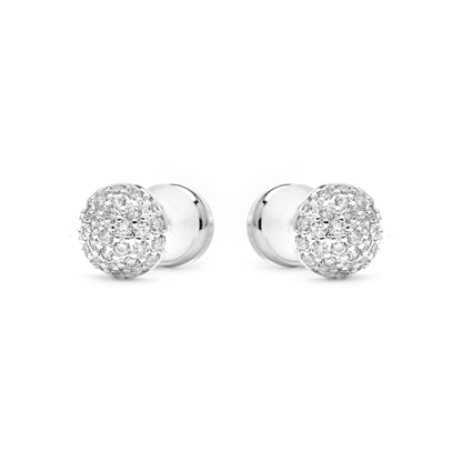 Pendientes acabado plata y Circonita Brillante - Yabi