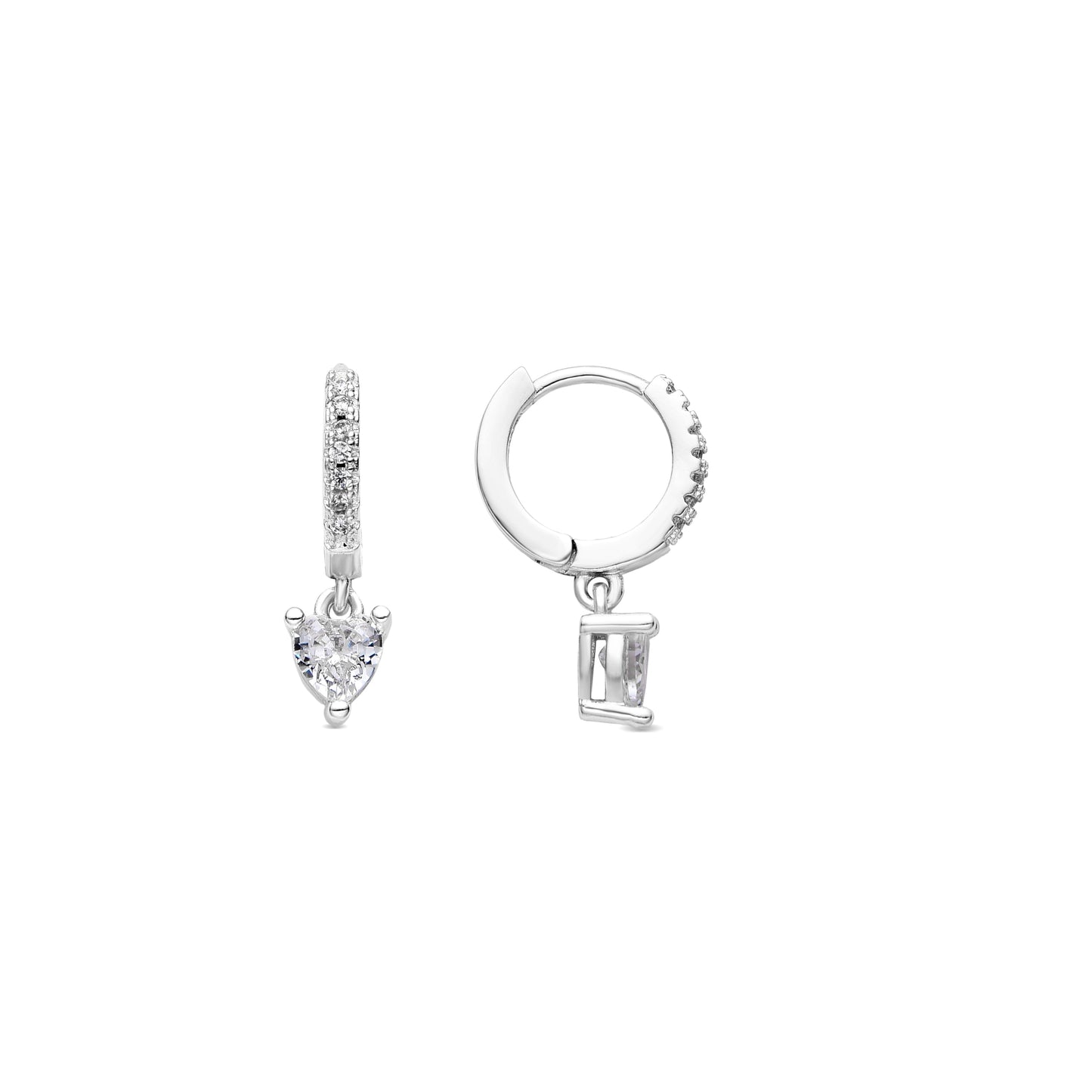 Pendientes acabado plata y Circonita Brillante - Drasa
