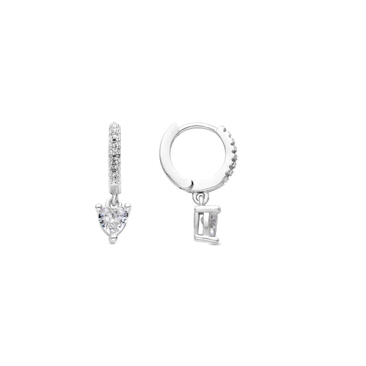 Pendientes acabado plata y Circonita Brillante - Drasa