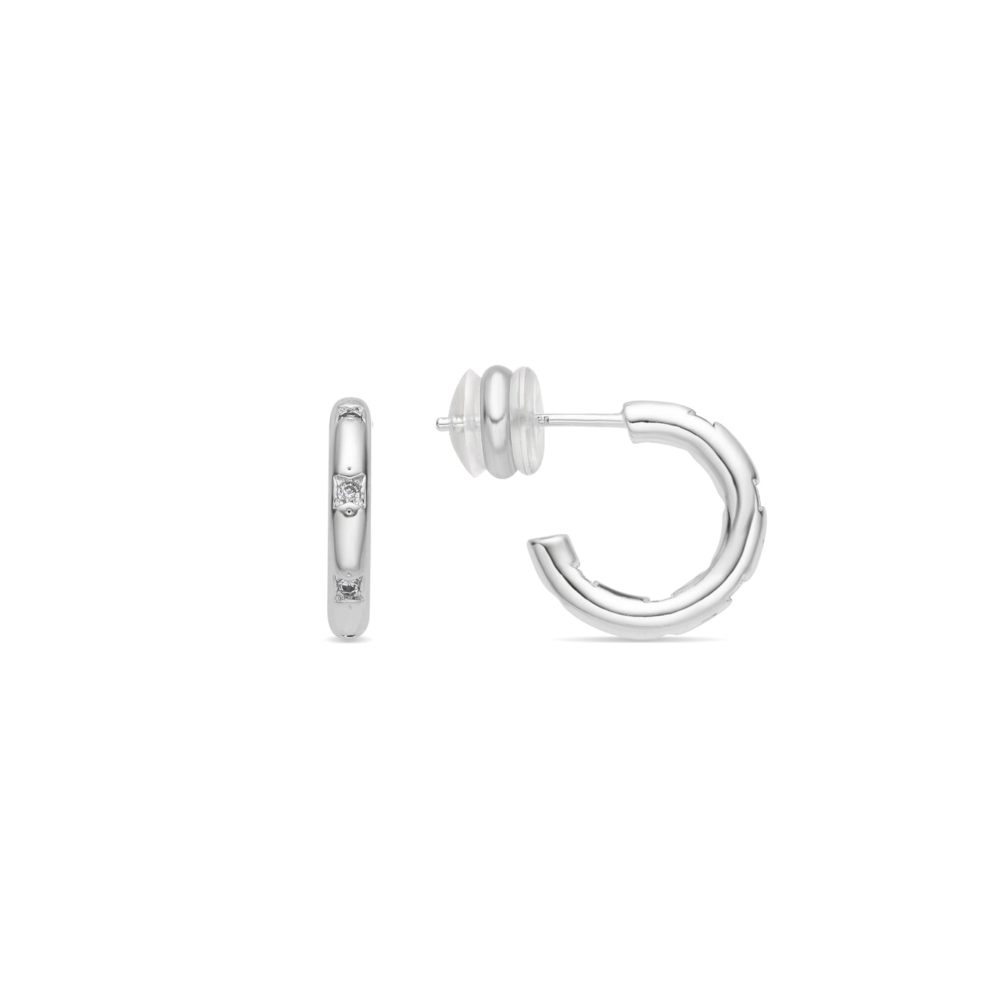 Pendientes acabado plata y Circonita Brillante - Sisah