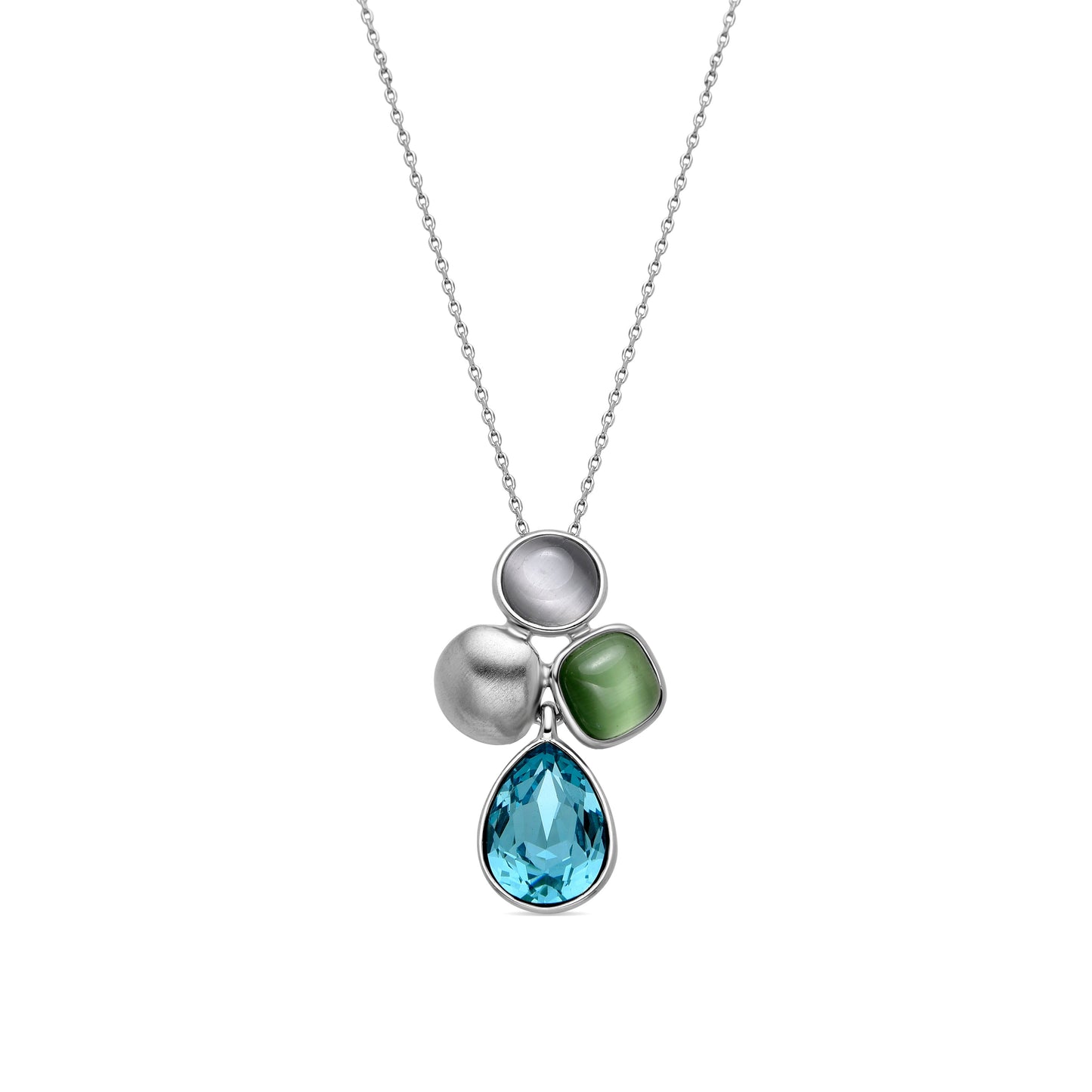 Collar con Cristal Azul acabado plata - Vargae