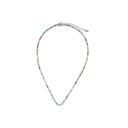 Collar con Circonita Multicolor acabado plata - Serly